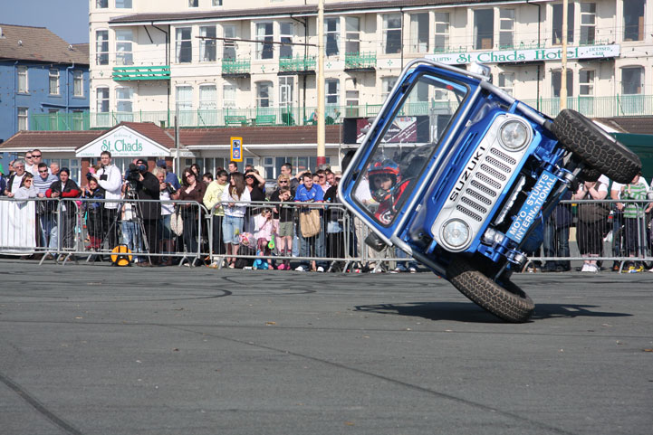 two wheel car stunt